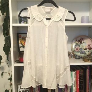 Lauren Conrad white sheer tank top